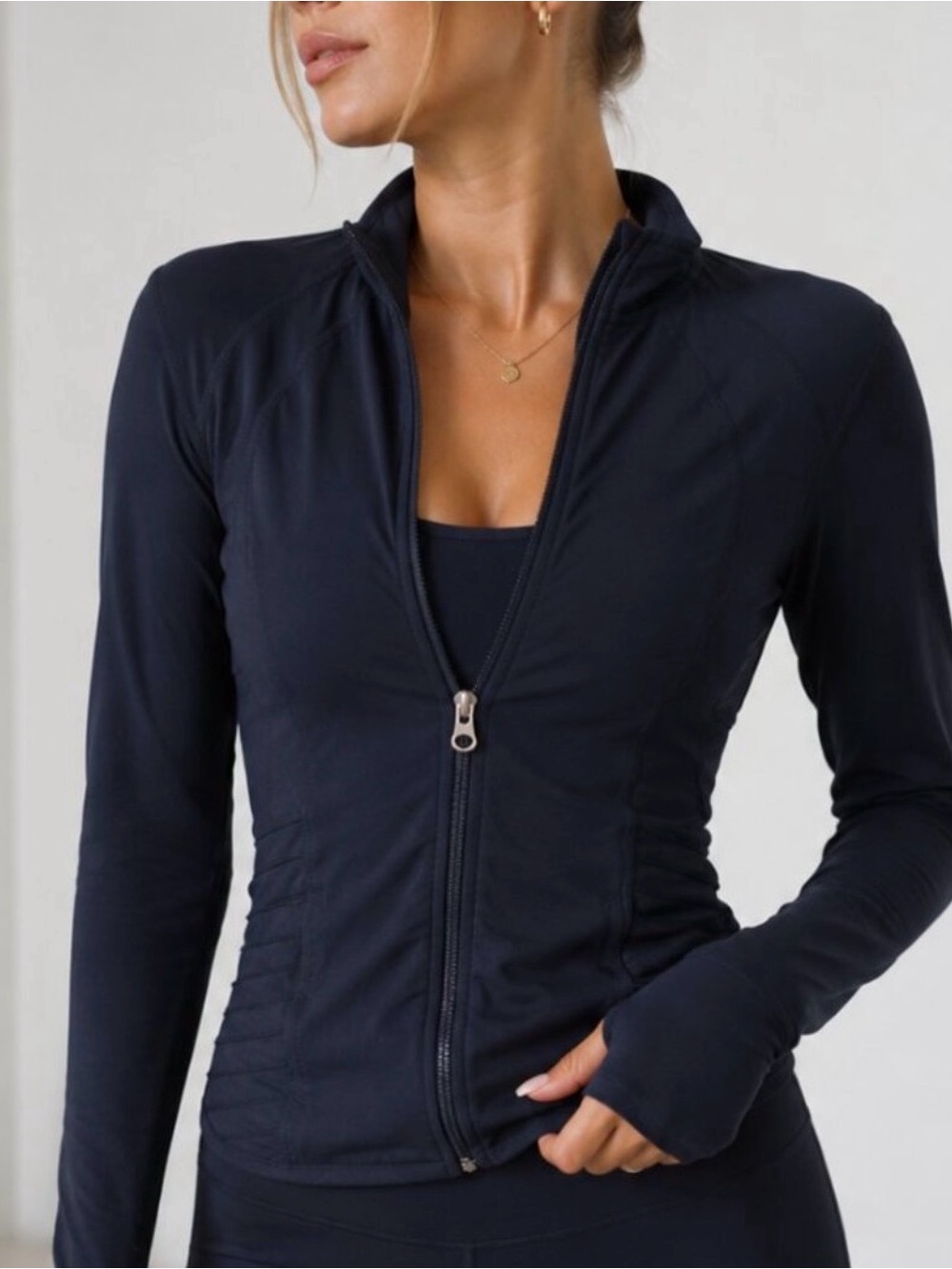 Tangerine Teal Full-Zip Active Running with Thumbholes Jacket, Size M